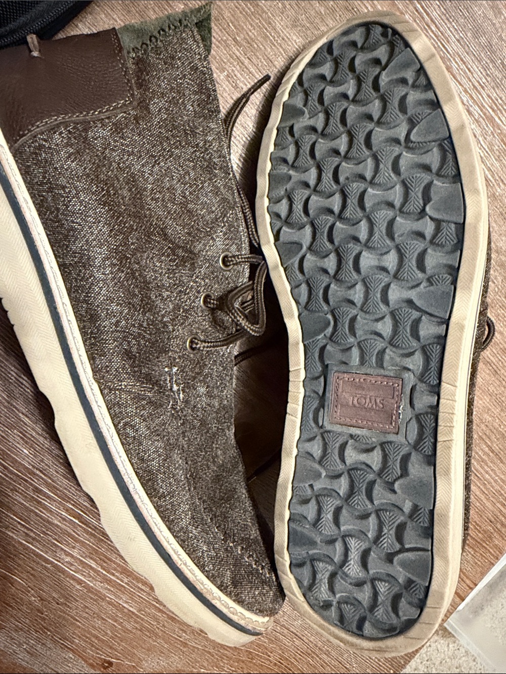 Toms Men's Brown Textile Chukka Boots with Cream Sole 11 - Picture 3 of 5